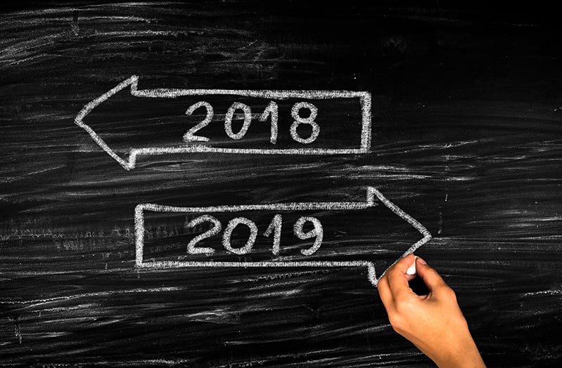 Chalkboard 2018 arrow and 2019 arrow