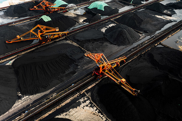 Coal storage yard in Ningbo City, China