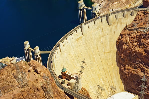 Hoover Dam spanning the Colorado River in Nevada and Arizona