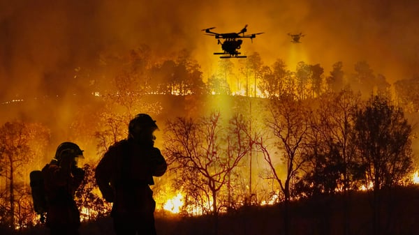 Drones being used to fight a wildfire
