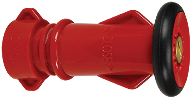 Fire Hose Nozzle, 1-1/2 NPSH, Adjustable Industrial Fog Nozzle, 75 GPM,  Large Cone Bumper, Red Polycarbonate