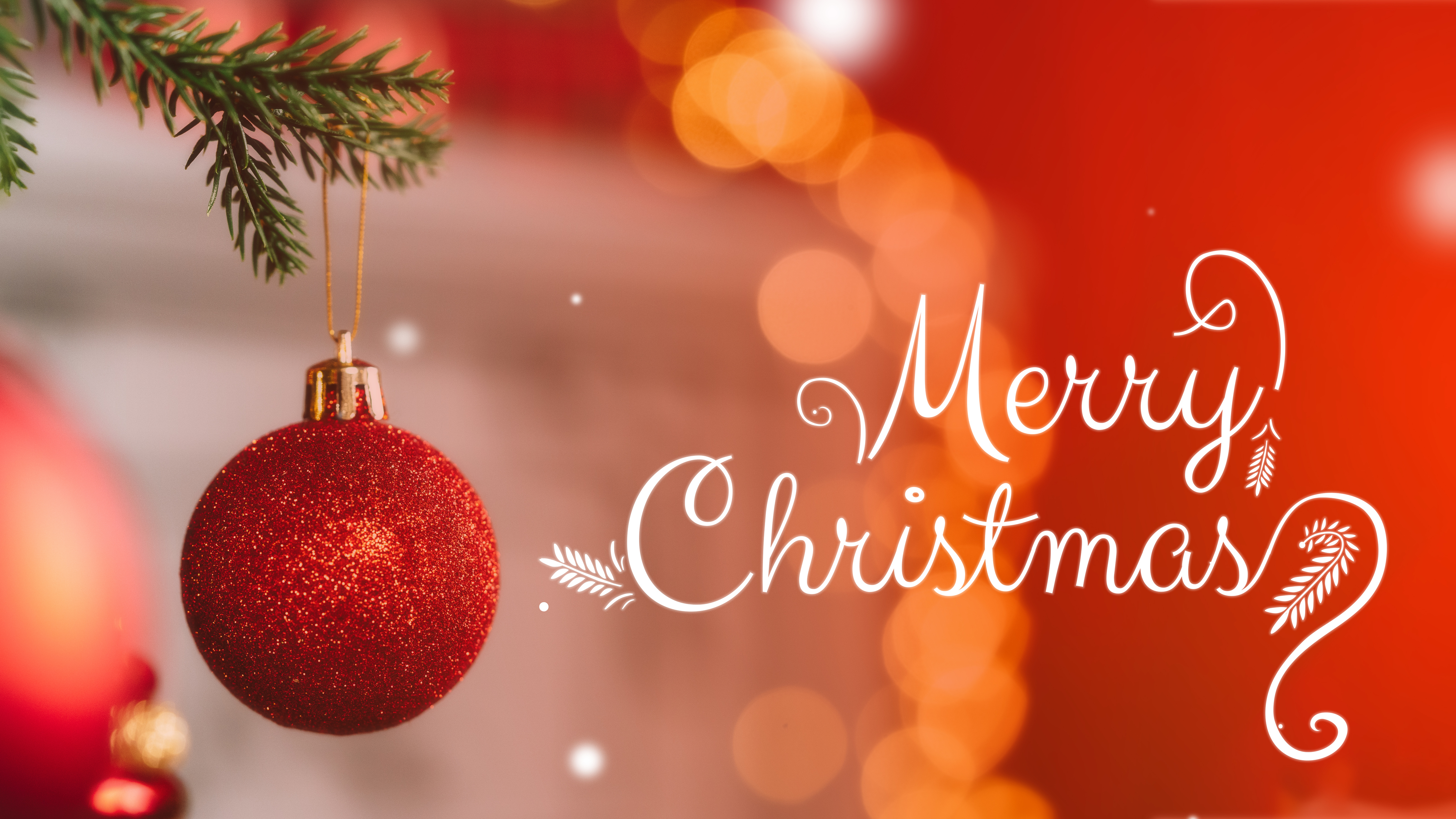 Merry Christmas with red glitter Christmas ornament