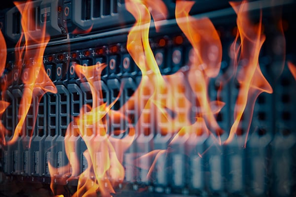 Data center fire depiction